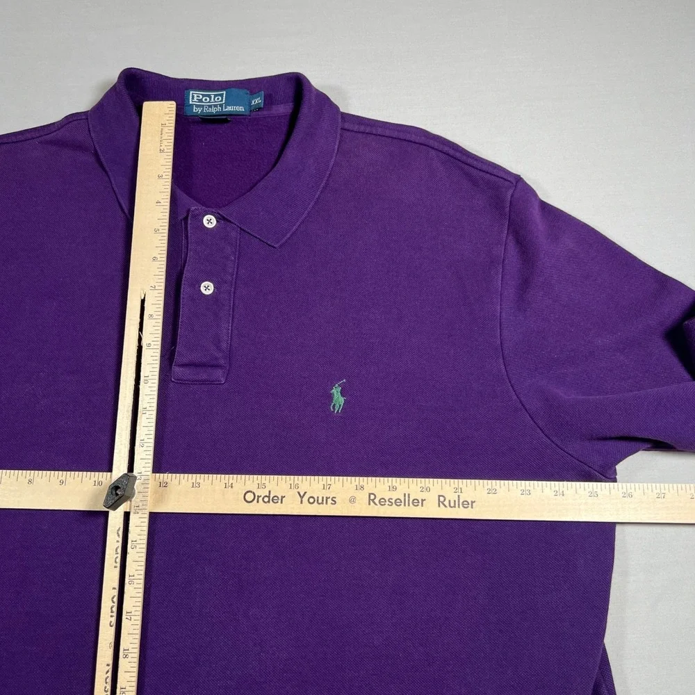 Polo Ralph Lauren Men XXL Purple Fleece Lined Heavyweight Long Sleeve Polo Shirt